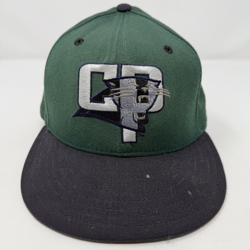 Vintage CP Panthers Hat Cap Fitted Mens 6 3/4 Green Black NFL Football New Era